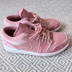 Nike Women's Pink Velvet Jordan 1 Low